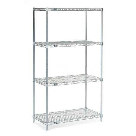 Nexel Nexelate Wire Shelving Starter Unit, Silver Epoxy, 54W X 24D X 74H 24547EP